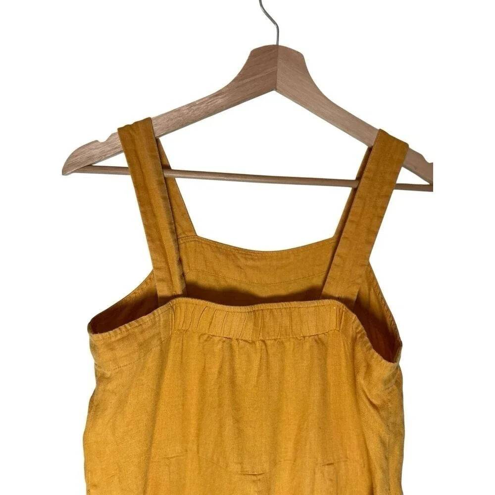 EVERLANE Linen Jumpsuit Wide Leg Square Neck Pockets Size 0 Preppy Granola Artsy